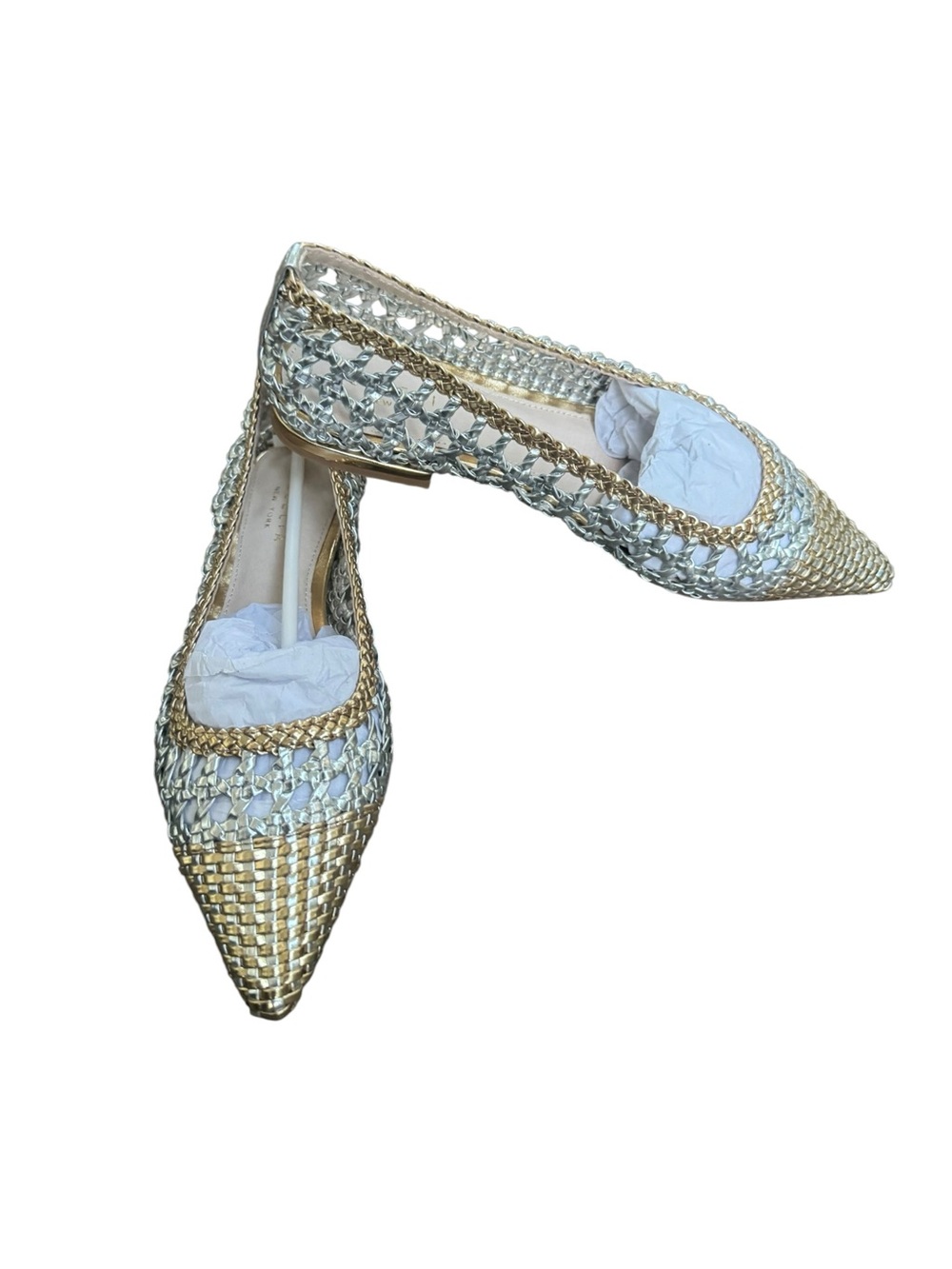 Cecelia New York Brie Woven Ballet Flats in gold and silver 7.5 NWT - Picture 4 of 9